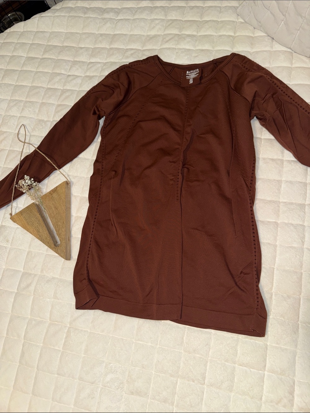 Athleta Brown Long Sleeve Seam-Detail Top